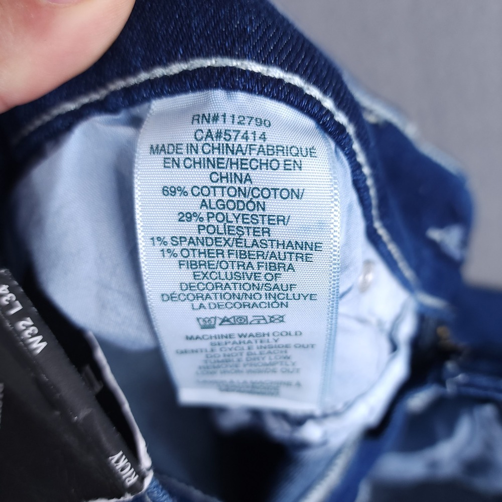 True Religion Ricky Straight Jeans Mens 32x34 Blue Flap Pocket‎ Y2K NEW - Picture 11 of 16